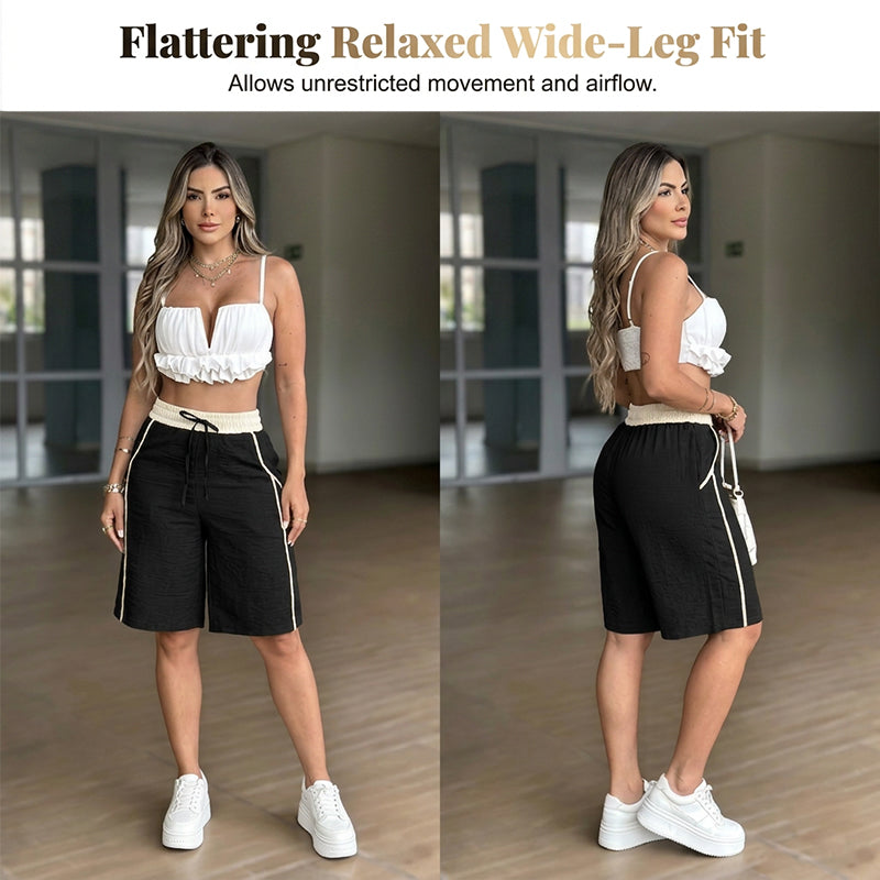 🔥New Arrivals & Best Sellers-High-Waisted Color-Block Casual Shorts
