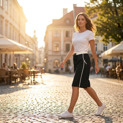 🔥New Arrivals & Best Sellers-High-Waisted Color-Block Casual Shorts