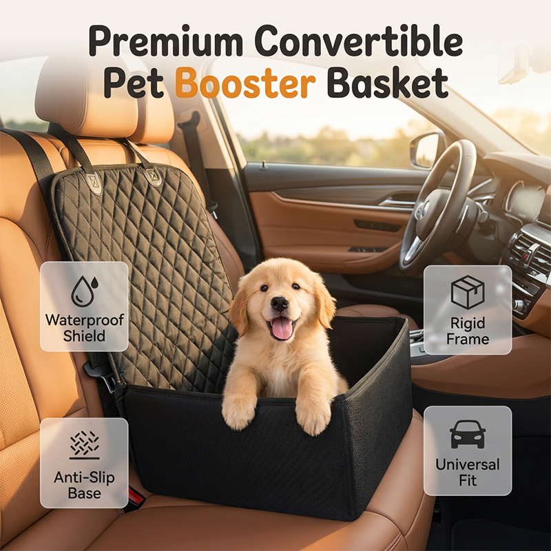 Convertible Car Pet Seat Cover and Booster Dog Basket