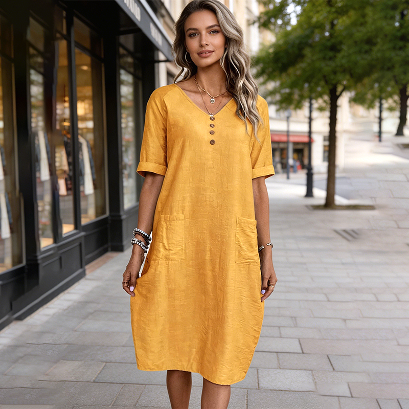 ⌛Limited-time offer-Women's Relaxed Fit Summer V-Neck Dress