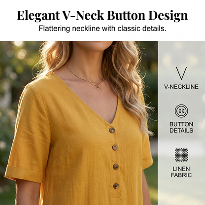 ⌛Limited-time offer-Women's Relaxed Fit Summer V-Neck Dress