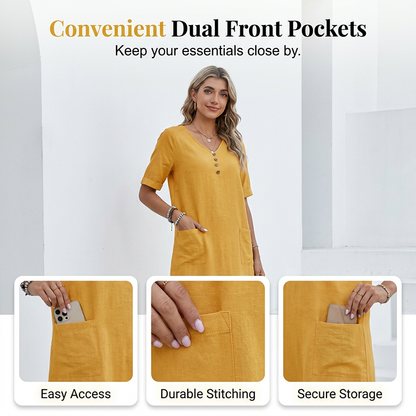 ⌛Limited-time offer-Women's Relaxed Fit Summer V-Neck Dress