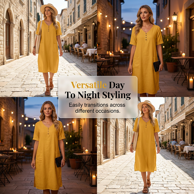 ⌛Limited-time offer-Women's Relaxed Fit Summer V-Neck Dress