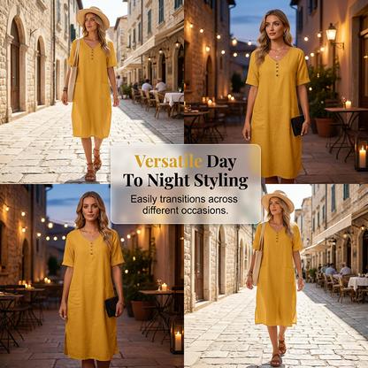 ⌛Limited-time offer-Women's Relaxed Fit Summer V-Neck Dress