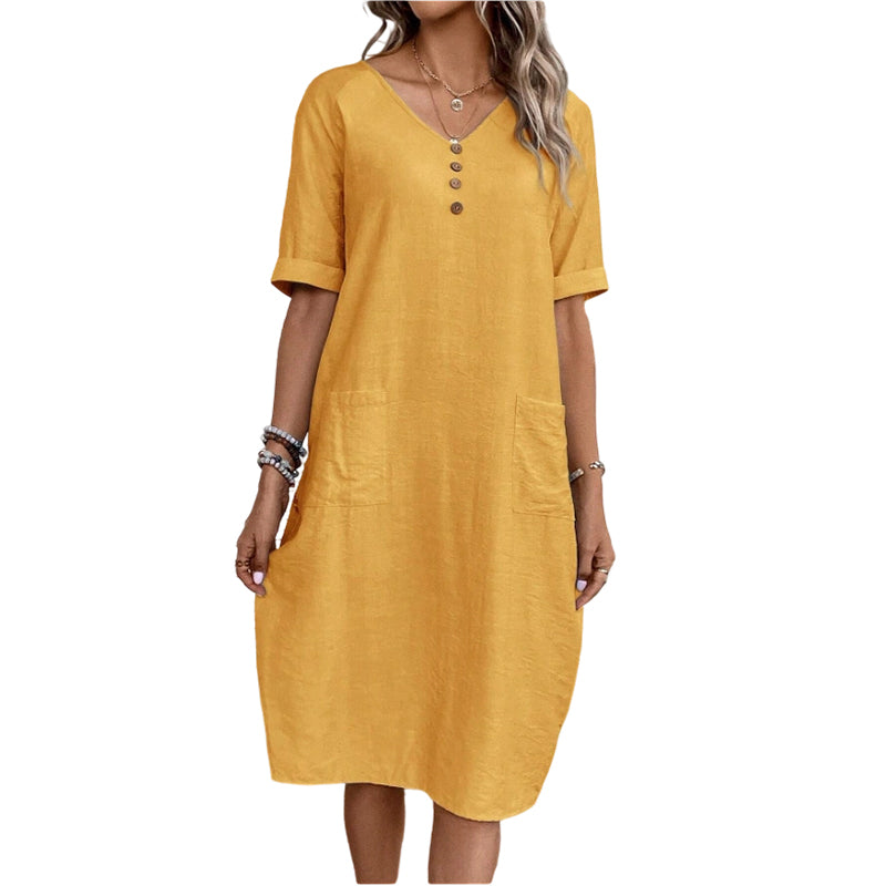 ⌛Limited-time offer-Women's Relaxed Fit Summer V-Neck Dress