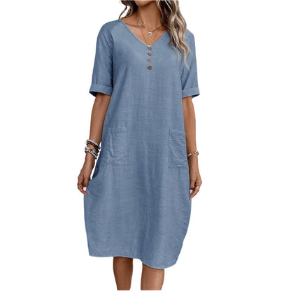 ⌛Limited-time offer-Women's Relaxed Fit Summer V-Neck Dress