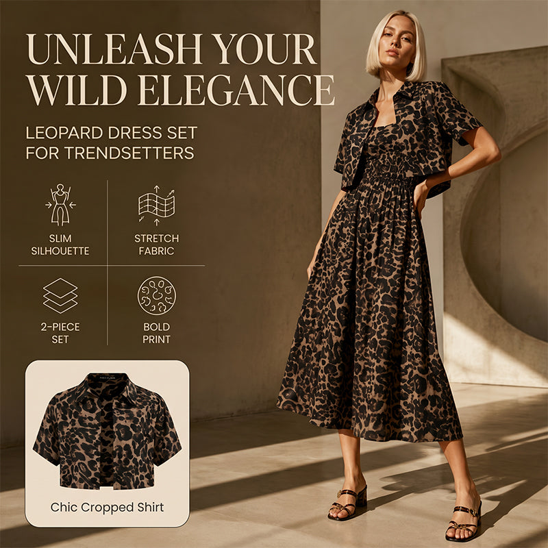 ⌛Limited-Time Offer-Women's Leopard Print Two-Piece Dress Set
