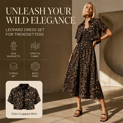 ⌛Limited-Time Offer-Women's Leopard Print Two-Piece Dress Set