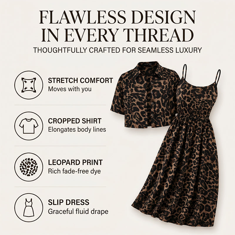 ⌛Limited-Time Offer-Women's Leopard Print Two-Piece Dress Set
