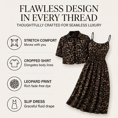 ⌛Limited-Time Offer-Women's Leopard Print Two-Piece Dress Set