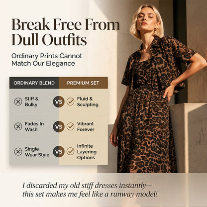 ⌛Limited-Time Offer-Women's Leopard Print Two-Piece Dress Set