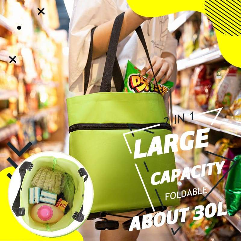 🔥Limited Offer $26.8!!⚡50K+ SOLD!🛍️2-in-1 Convertible shopping tote – hides wheels, holds 20kg, expands with zipper!