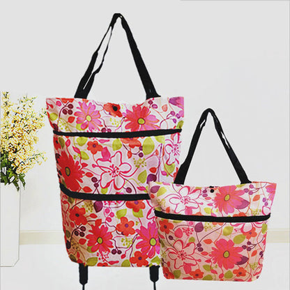 🔥Limited Offer $26.8!!⚡50K+ SOLD!🛍️2-in-1 Convertible shopping tote – hides wheels, holds 20kg, expands with zipper!