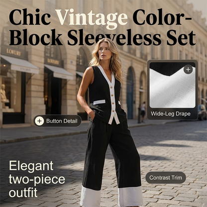 ⌛Limited-Time Offer-Vintage Color-Block Sleeveless Suit