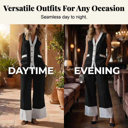 ⌛Limited-Time Offer-Vintage Color-Block Sleeveless Suit