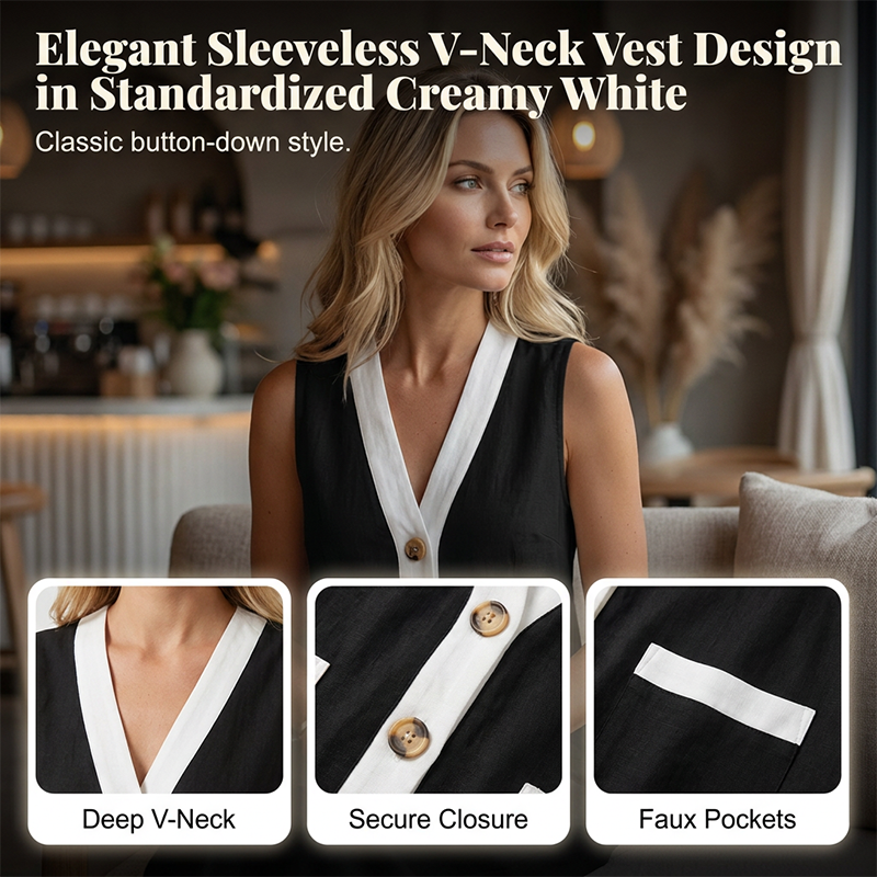 ⌛Limited-Time Offer-Vintage Color-Block Sleeveless Suit