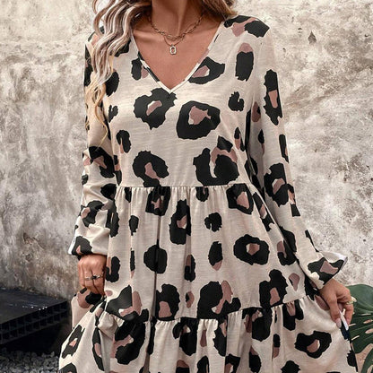 🔥New Arrivals & Best Sellers-Women's Flowy Leopard Print V-Neck Dress