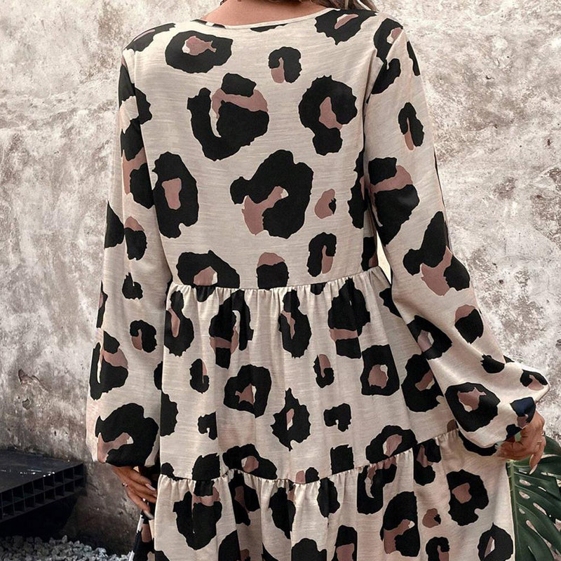 🔥New Arrivals & Best Sellers-Women's Flowy Leopard Print V-Neck Dress