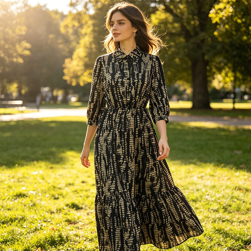 🔥New Arrivals & Best Sellers-Women's Elegant Printed Tiered Maxi Dress