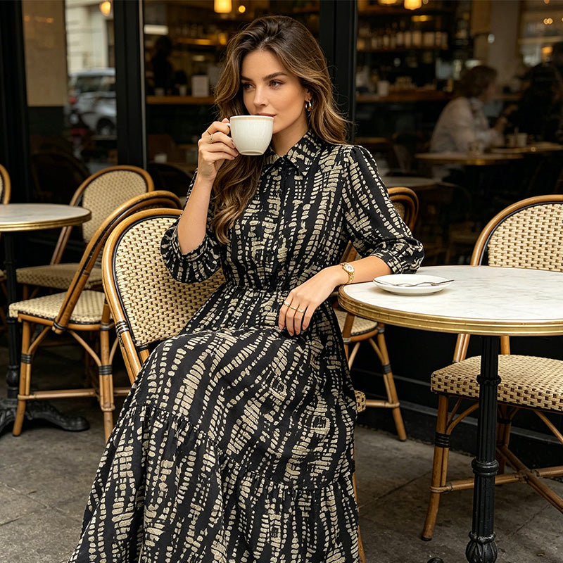 🔥New Arrivals & Best Sellers-Women's Elegant Printed Tiered Maxi Dress