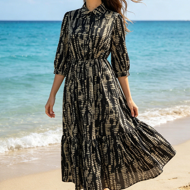 🔥New Arrivals & Best Sellers-Women's Elegant Printed Tiered Maxi Dress