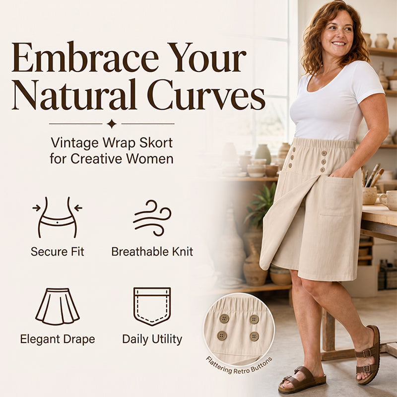 Women's Knee-Length Asymmetrical Wrap Shorts