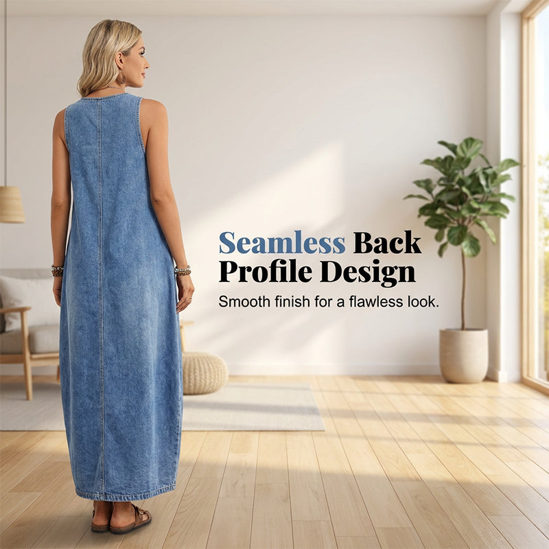 🏆LAST DAY SALE 50% OFF🔥Women's Sleeveless Maxi Denim Dress with Pockets