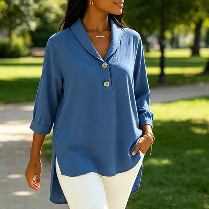 Women's Shawl Collar Button Front Blouse