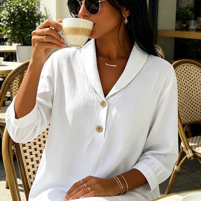 Women's Shawl Collar Button Front Blouse
