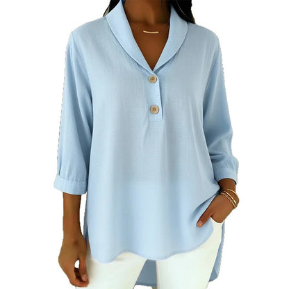 Women's Shawl Collar Button Front Blouse