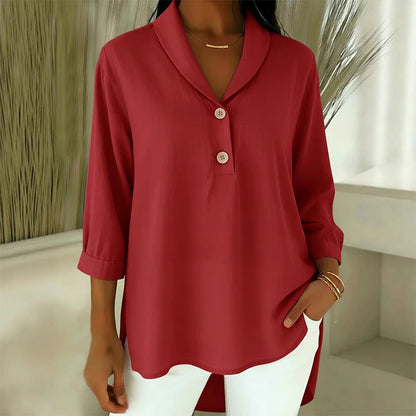 Women's Shawl Collar Button Front Blouse