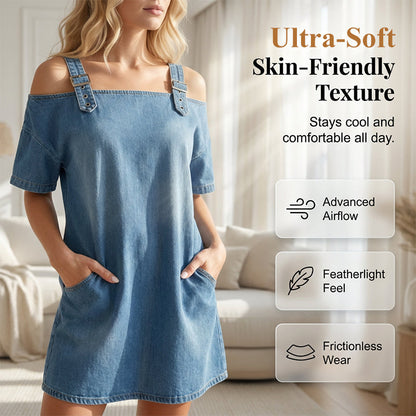 🔥New Arrivals & Special Offers-Women‘s Denim Dress with Adjustable Buckles and Pockets