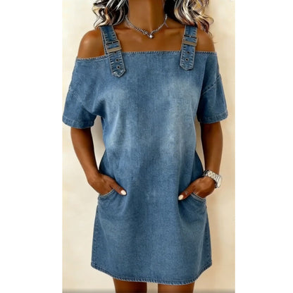 🔥New Arrivals & Special Offers-Women‘s Denim Dress with Adjustable Buckles and Pockets