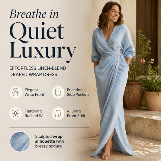 🔥New Arrivals & Special Offers-Women's Elegant V-Neck Wrap Maxi Dress