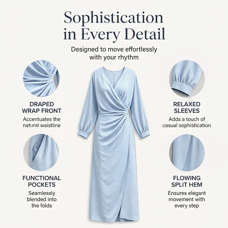 Women's Elegant V-Neck Wrap Maxi Dress