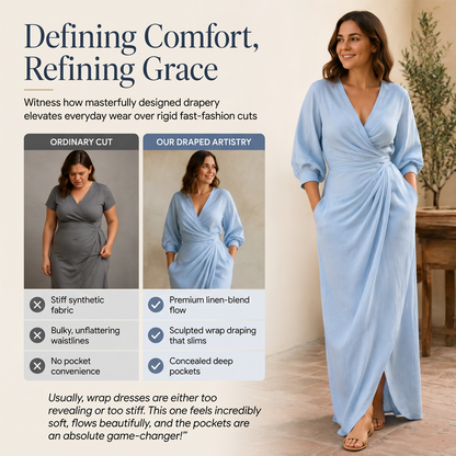 Women's Elegant V-Neck Wrap Maxi Dress