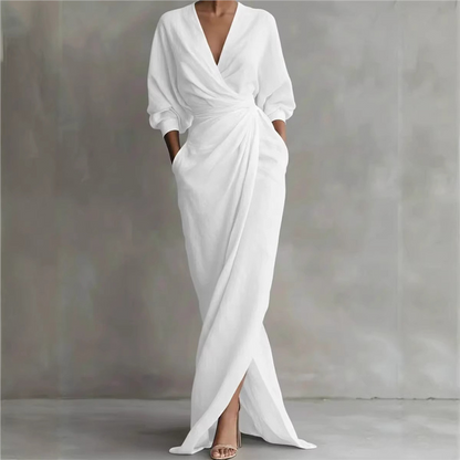 Women's Elegant V-Neck Wrap Maxi Dress