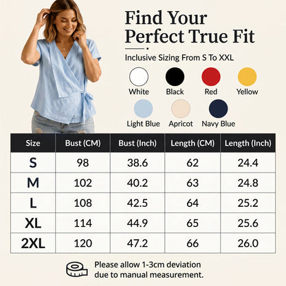 Women's Short Sleeve V-Neck Tie-Waist Top