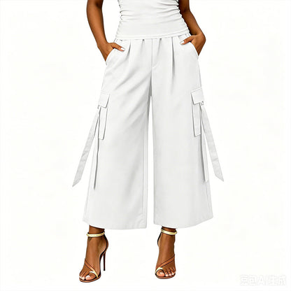 👖Women's Cropped Wide-Leg Cargo Pants – High Waist Street Style Trousers ✨