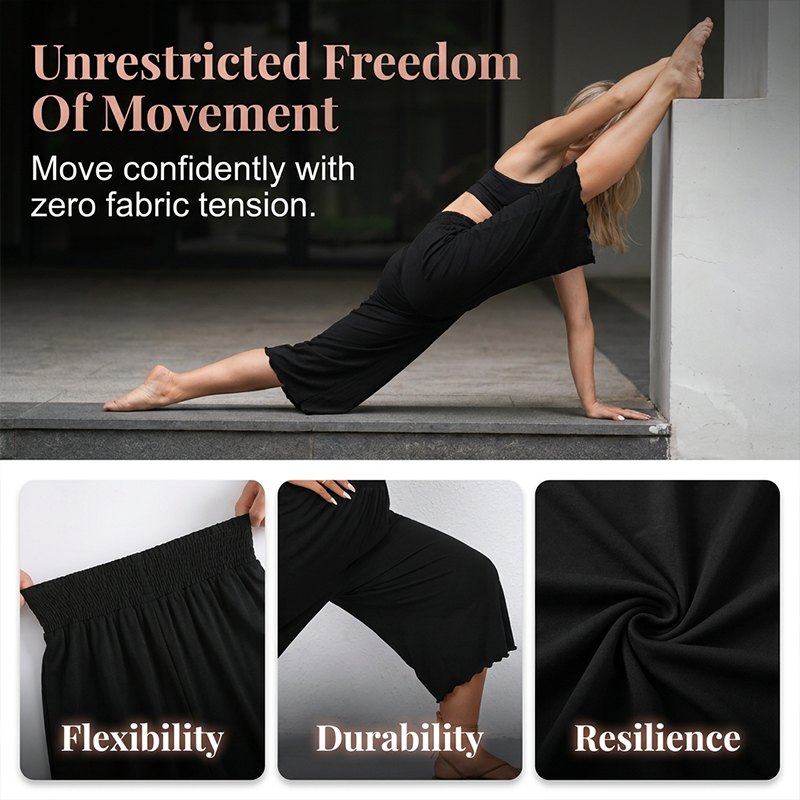 📢📢50% OFF !! ⏰Women's High-Stretch Ruffled Wide-Leg Cropped Pants