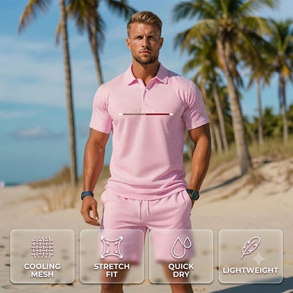 👕 2-piece polo shirt & shorts set for men – breathable, comfortable, versatile – perfect for sports, everyday wear, and relaxing outings ☀️