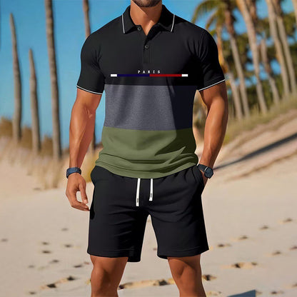 👕 2-piece polo shirt & shorts set for men – breathable, comfortable, versatile – perfect for sports, everyday wear, and relaxing outings ☀️