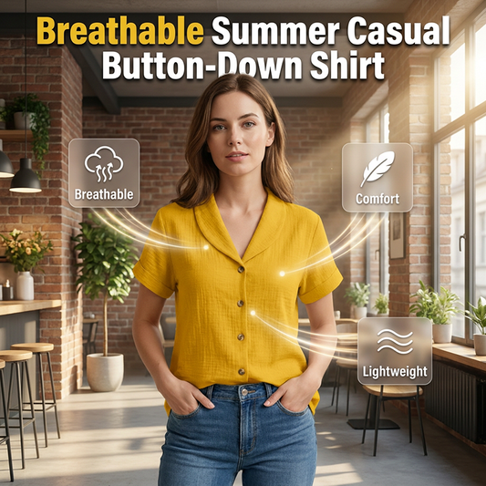 ⌛Limited-Time Offer-Women's Short Sleeve Cotton Linen Shirt