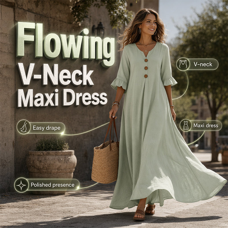 ⌛Limited-Time Offer-Women’s V Neck Loose Maxi Dress