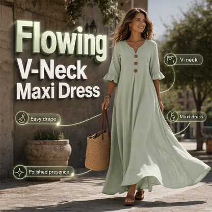 ⌛Limited-Time Offer-Women’s V Neck Loose Maxi Dress