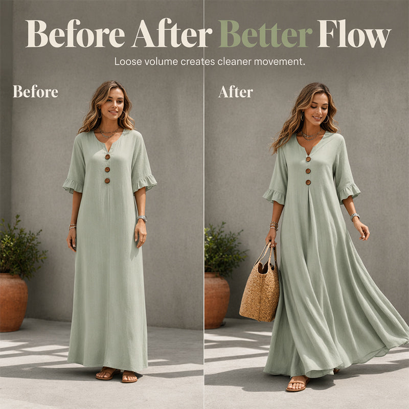 ⌛Limited-Time Offer-Women’s V Neck Loose Maxi Dress