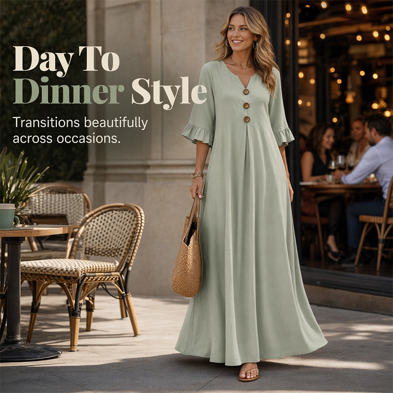 ⌛Limited-Time Offer-Women’s V Neck Loose Maxi Dress