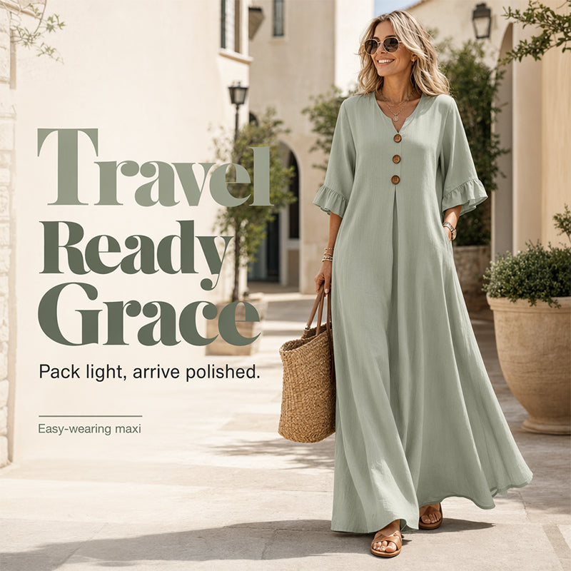 ⌛Limited-Time Offer-Women’s V Neck Loose Maxi Dress