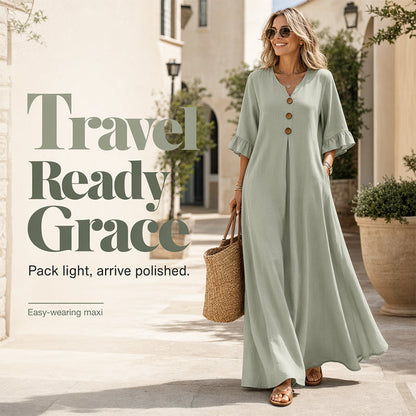 ⌛Limited-Time Offer-Women’s V Neck Loose Maxi Dress