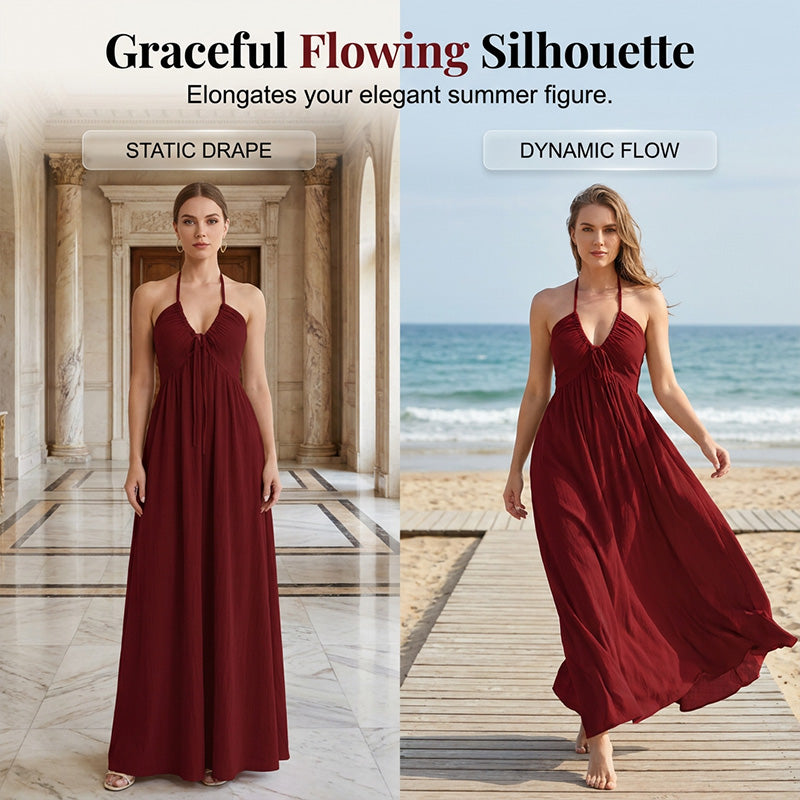 Women's Halter Neck Backless Maxi Dress